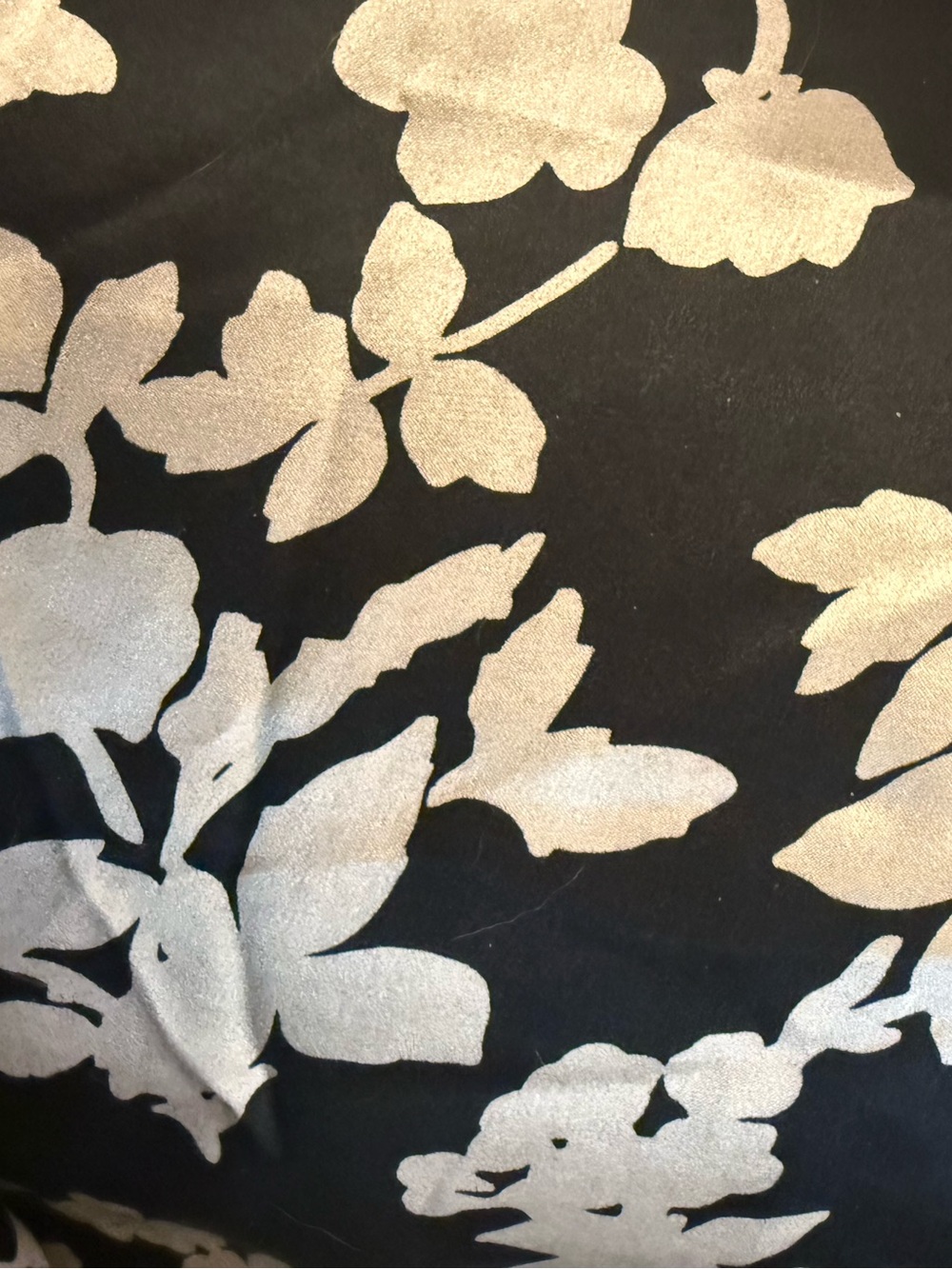 100% Silk Scarf Black Ivory Floral Boho Hair Neck Wrap French Chic Luxe Travel - Picture 4 of 5